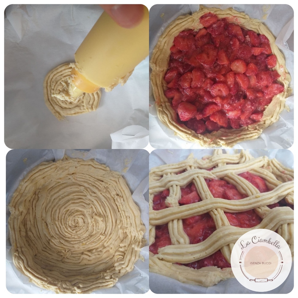 Preparazione crostata di frolla montata alle fragole