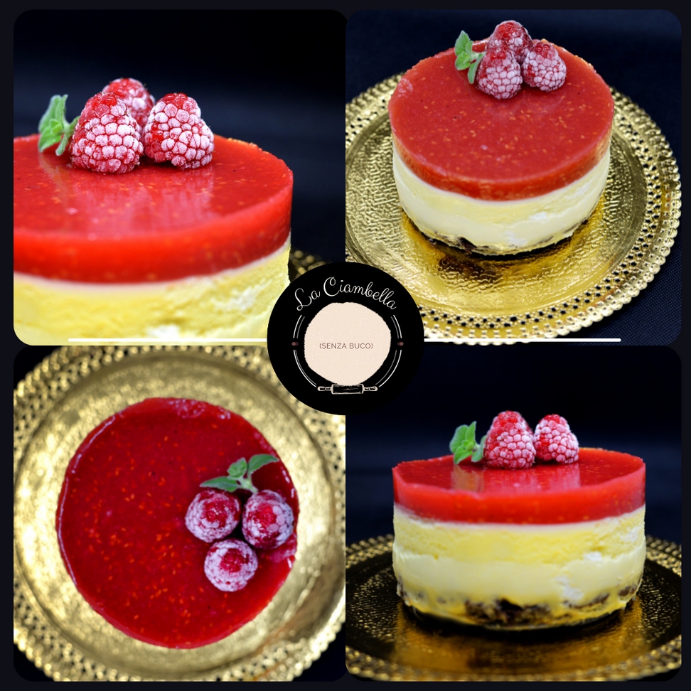 Torta Mousse all'arancia, cioccolato bianco e lampone