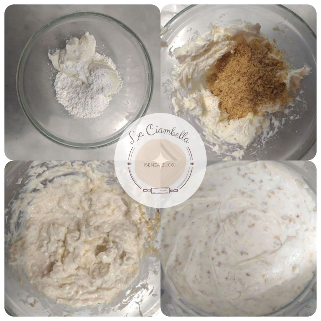 Preparazione della mousse al mascarpone e noci