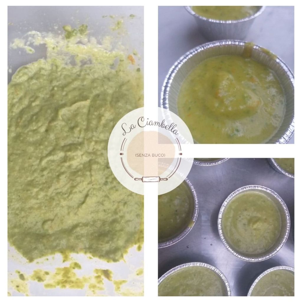Preparazione del flan zucchine e pesto