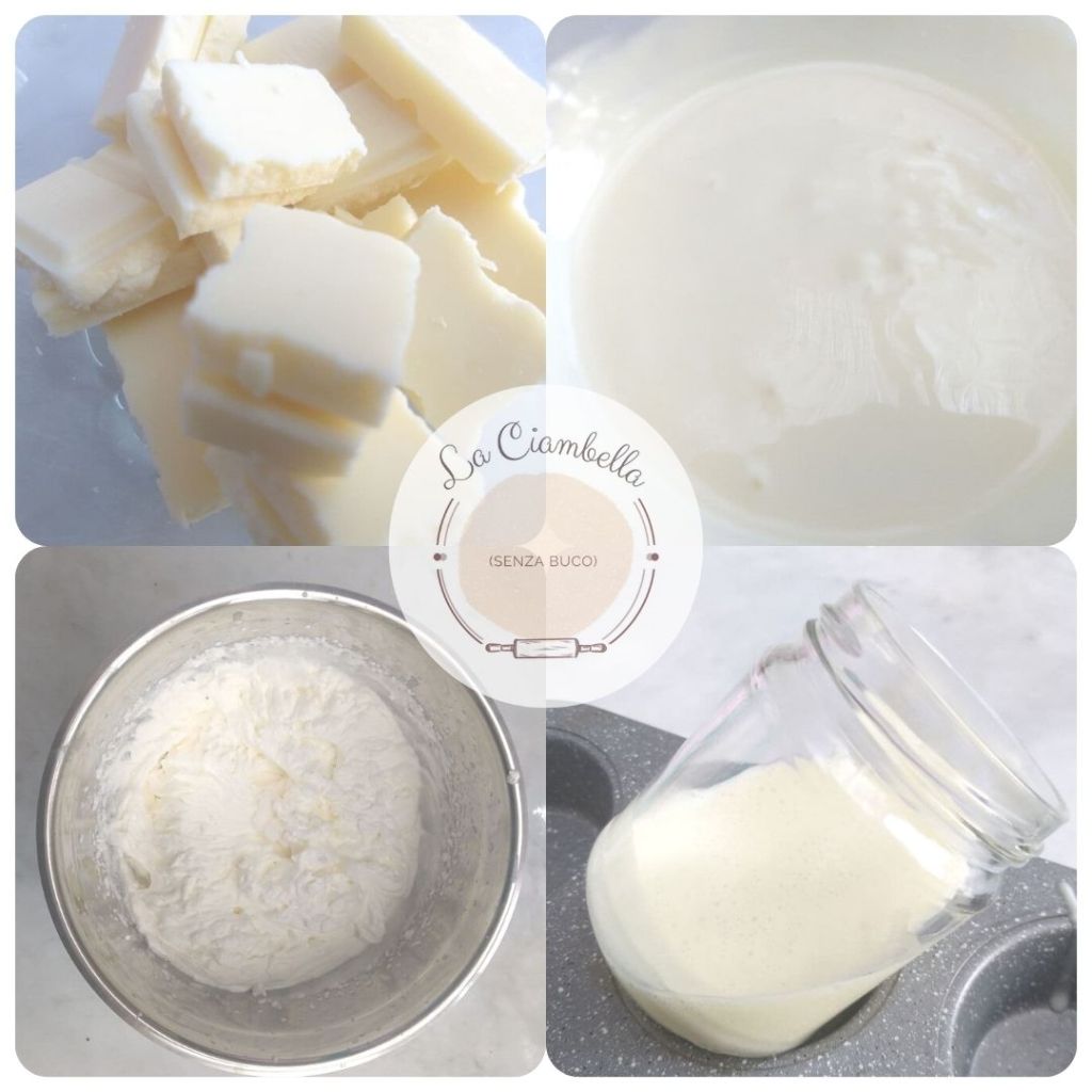 Preparazione della mousse al cioccolato bianco