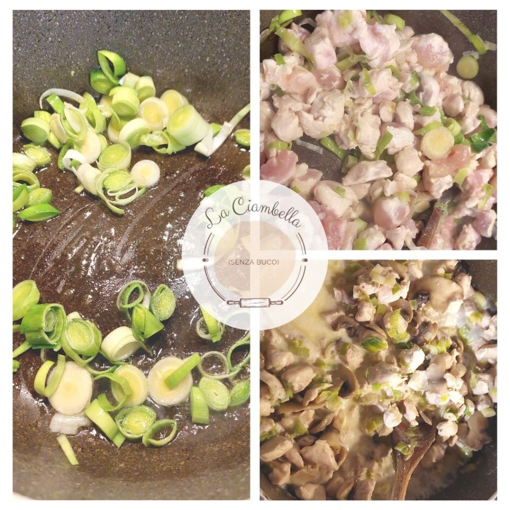 preparazione del ripieno chicken pie