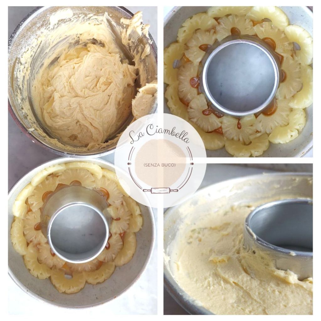 preparazione della torta rovesciata all'ananas