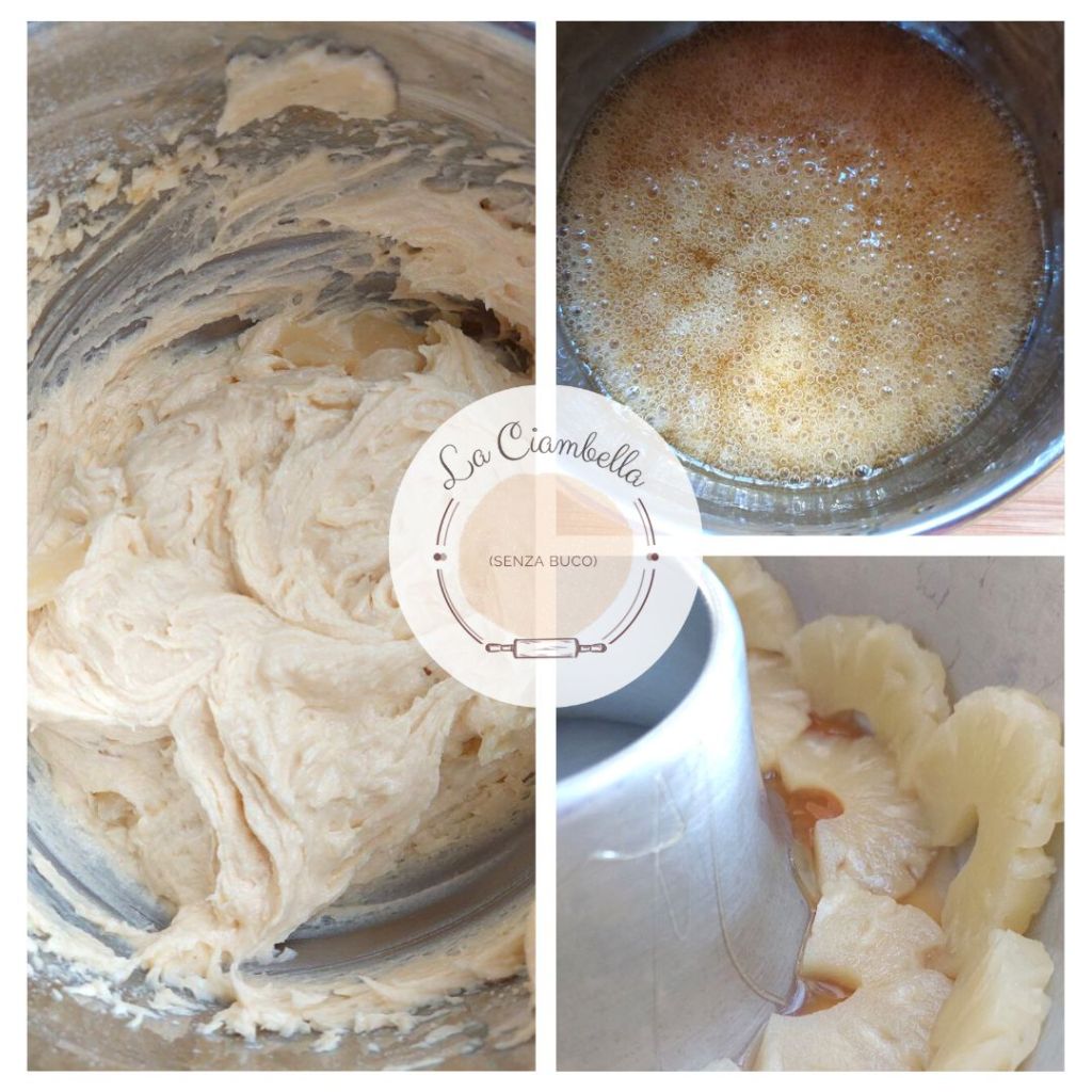 preparazione della torta rovesciata all'ananas